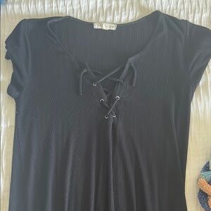 Socialite Black Tie Front Tunic Dress